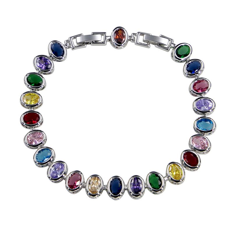 

Цирконий, медь, позолоченный браслет с бриллиантами, красочный преувеличенный модный овальный комплект ожерелий