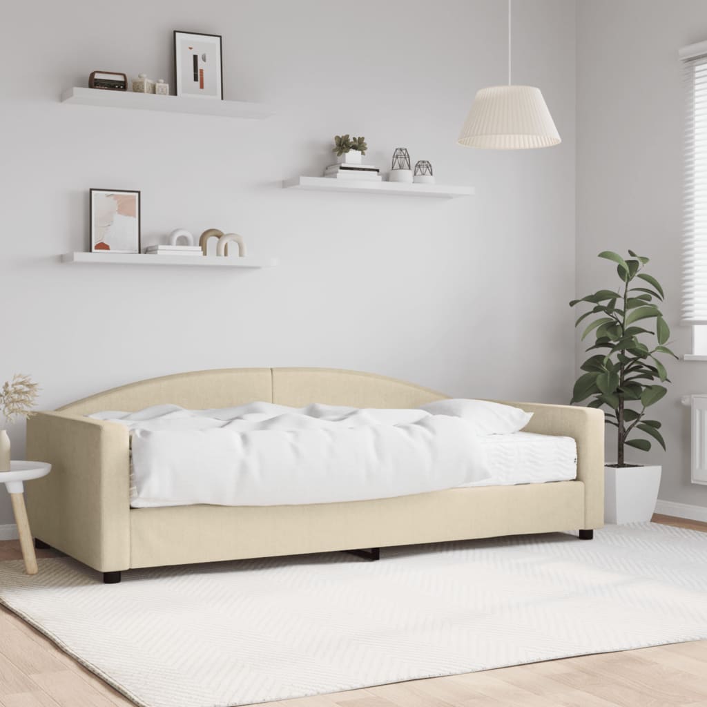 Daybed with Mattress Cream 100x200 Cm Fabric