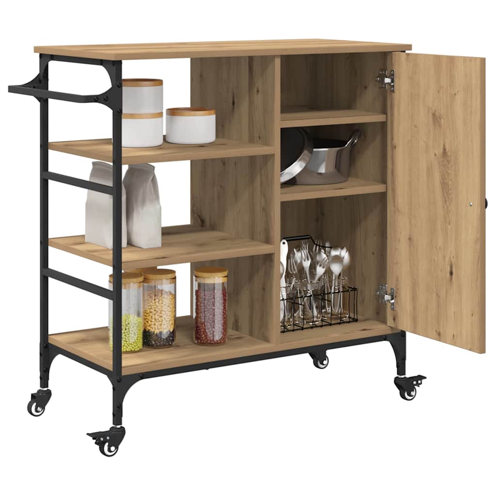 Kitchen Trolley Artisan Oak Finish 87.5 x 39 x 84.5 cm Engineered Wood
