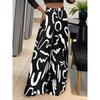 Color Blocking High Printed Wide Leg Pants Color Matching High Waist Loose Pants Women's