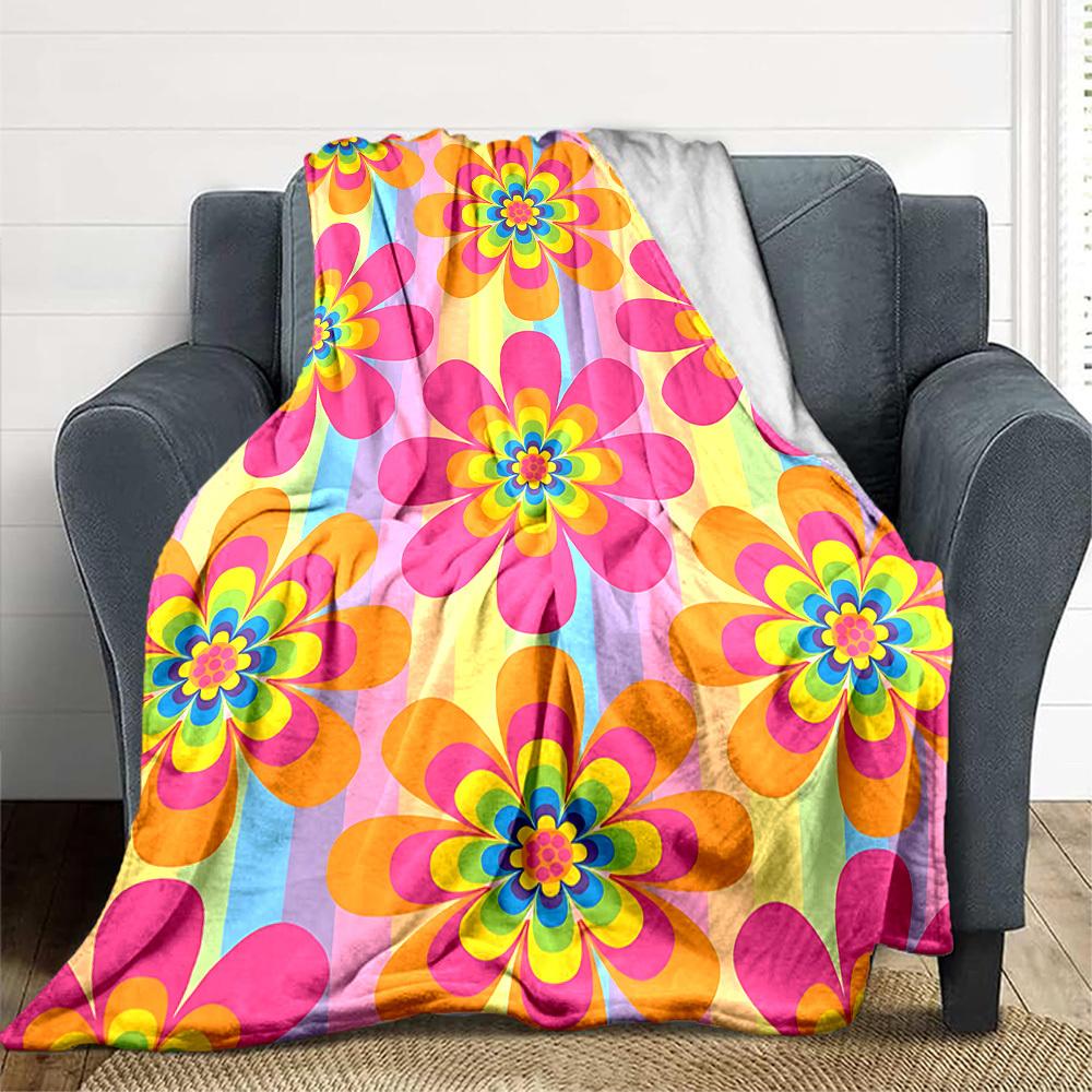 1pc Flower Pattern Blanket Warm, Cozy, And Soft, Suitable for Sofas, Beds, Cars, And Office Use.Perfect for Camping And Travel, Making It a Great Gift