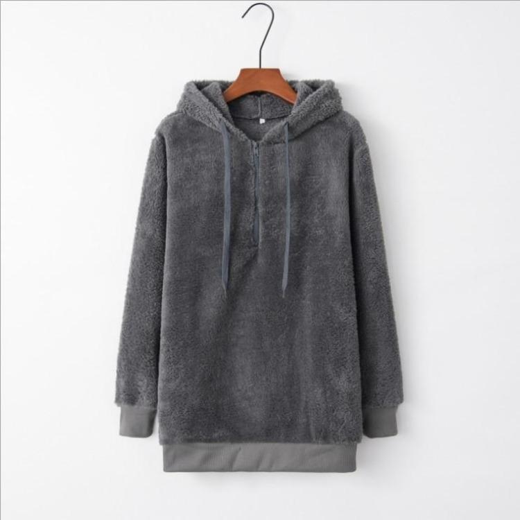 Lange Mouw Dames Casual Effen Met Capuchon Warm Trui Jas Mode