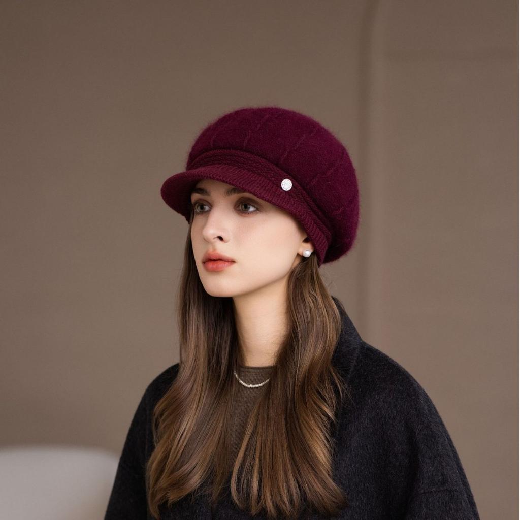 Winter Mother Hat Ladies Fleece Knitted Warm Rabbit Wool Hat In The Elderly Cold Grandma Ear Protection Cotton Hat
