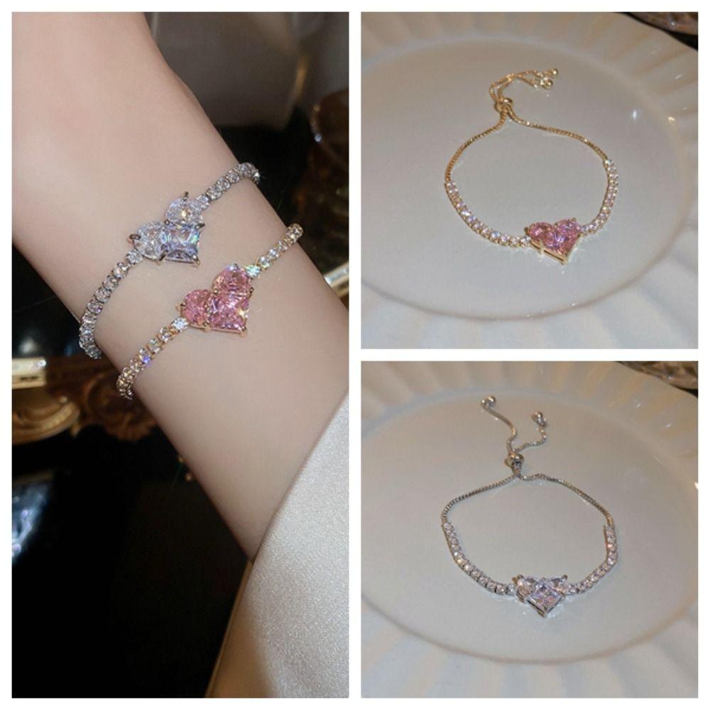 

Модный дизайн Sense розовый циркон браслет легкий роскошный звеньевой браслет-цепочка Bestie серебряный