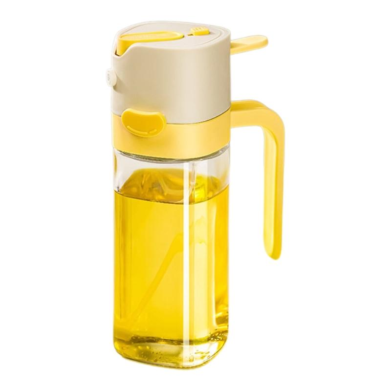 Cooking Oil Mist Bottle with a Visible Body, Button-Open Fill Lid and Pour Outlet for Stovetop Meals and Salad Preparation