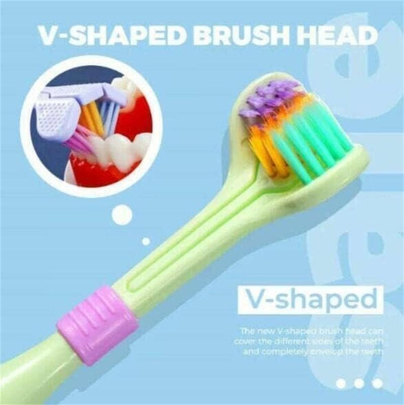3 Sided Toothbrush Adult Three Headed U-shaped Macaroon Color Toothbrush GZW
