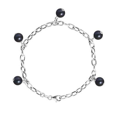 Armband - - CHARM'S - 5 Süßwasser-Zuchtperlen - 925er Silber - Anpassbare Größe