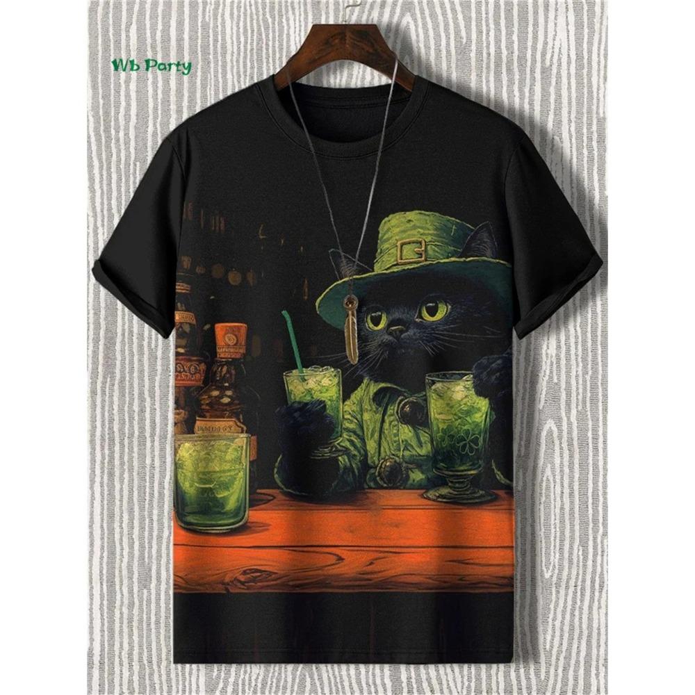 3D T-shirt Men's Cat Printed Comfortable Short Sleeved Comfortable Versatile T-shirts Fashionable