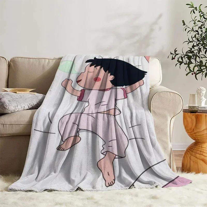 

Одеяла Чиби Маруко-чан Скандинавское Путешествие Пушистое Одеяло для Кровати Кемпинг Дневной Сон Спальня Диван Декор Постельные Принадлежности Мягкие Фланелевые Одеяла# 75X95CM серый
