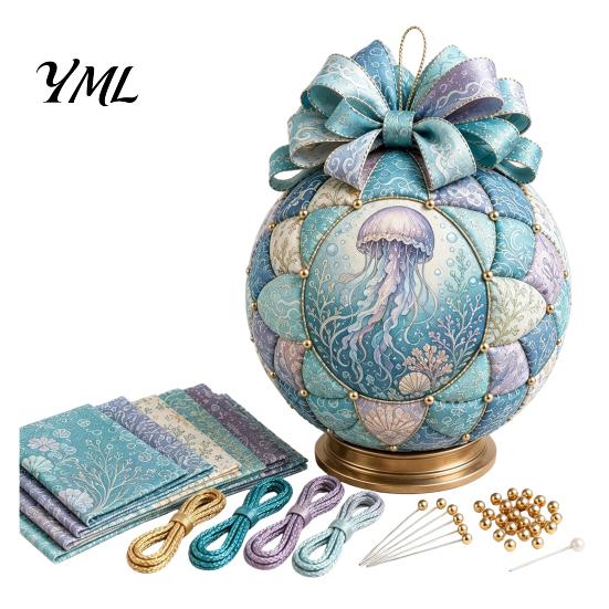 Desktop Scenery Making Set Ocean Treasures DIY Patchwork Ball Ornament Kit, Nautical Dolphin Fabric Craft Handmade Set, Coastal Decor, Hanging