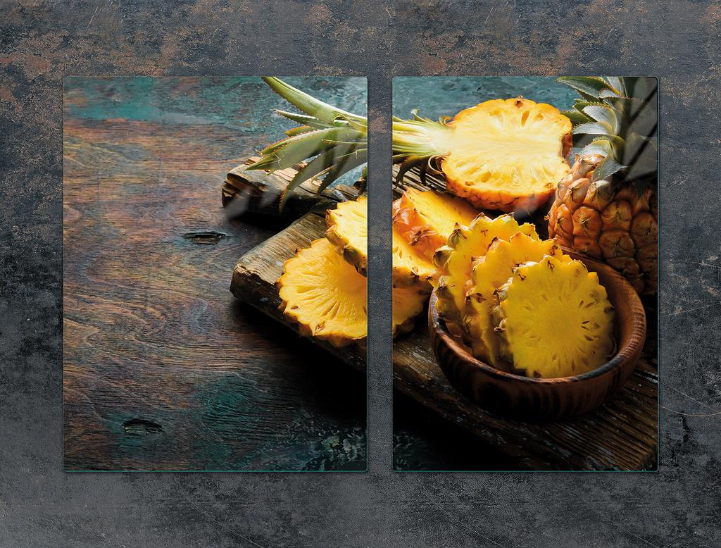 SZKLANA PŁYTA OCHRONNA NA KUCHENKĘ 75x52 ANANAS