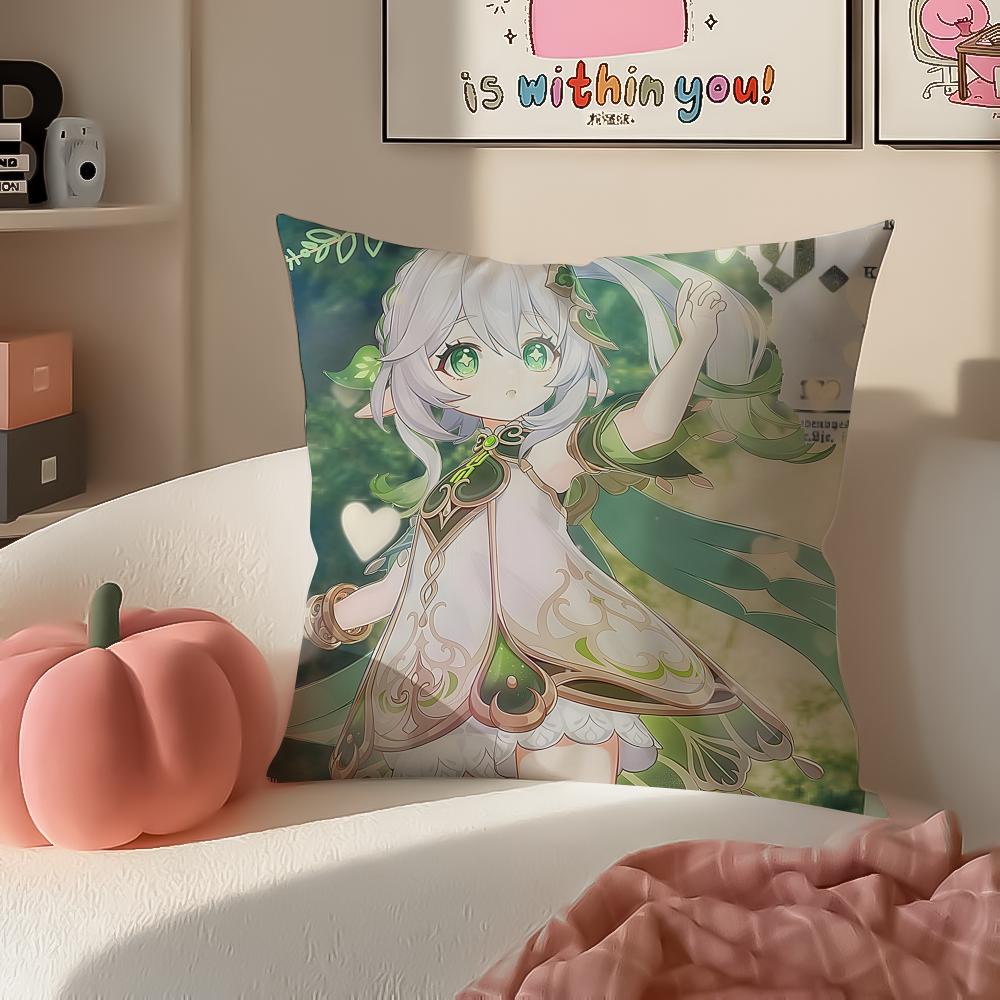 Genshin Nahida Cushion Cover Pillowcase Short Plush Invisible zipper Room Sofa Cushion Cover