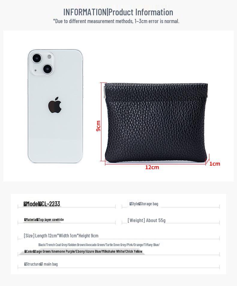 Damen Mini Leder Federclip Geldbörse - Aufbewahrungstasche für Kopfhörer und Münzen