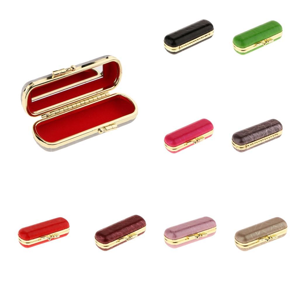 Empty Lipstick Case, Lipstick Box with Mirror and Snap Fastener