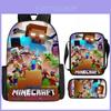 Conjunto Mochila Oxford 3 em 1 Minecraft com Estojo e Bolsa a Tiracolo para Estudantes
