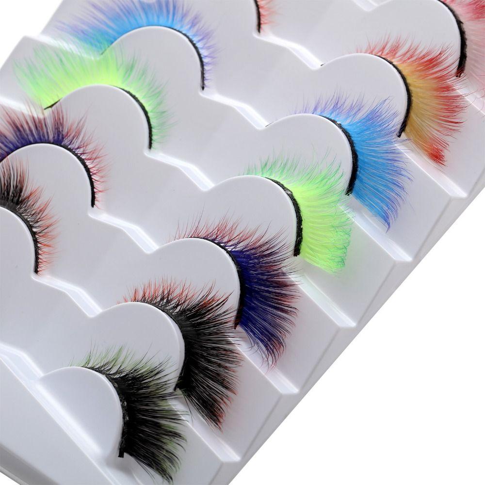 Fluffy Dramatic Cosplay for Halloween Colored Lashes False Eyelashes Cat Eye Lashes Fake Eyelashes