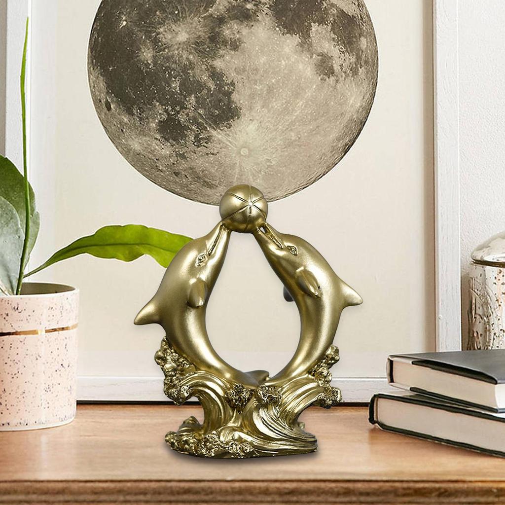 Dolphin Figurine Decorative Statue Art Crafts Creative Tabletop Ornament Sea Animal Sculpture for