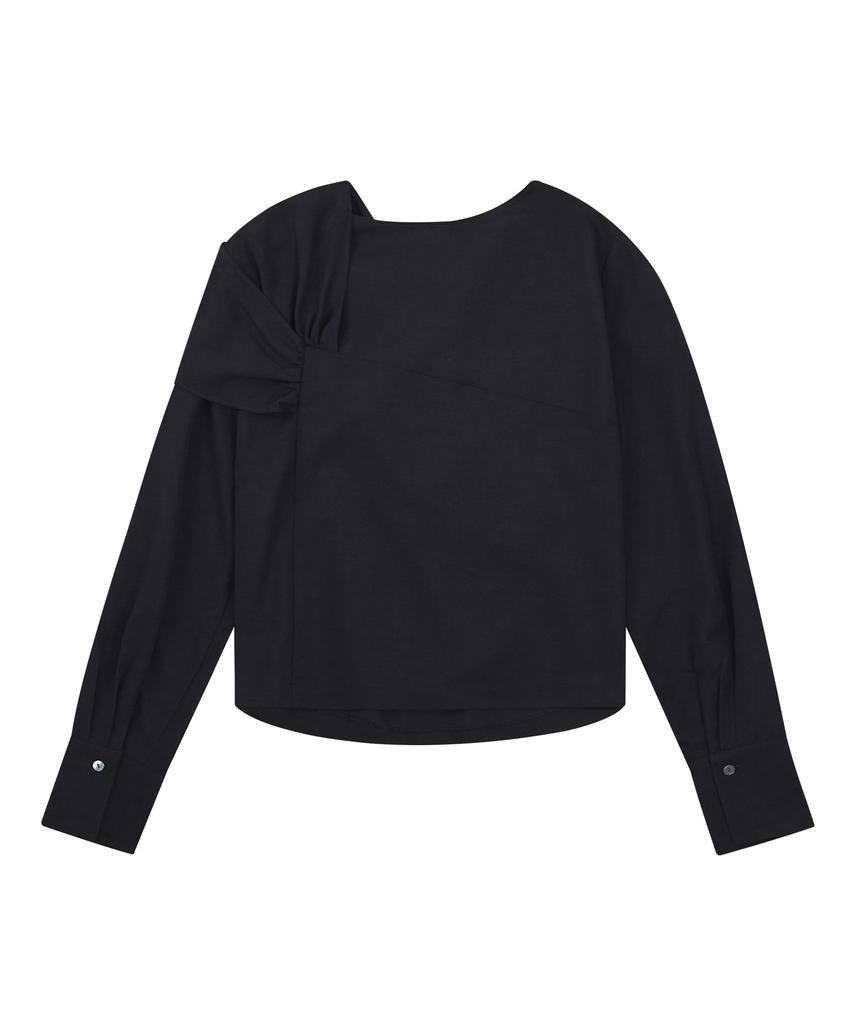 HYEYEONG KIM Tencel Interlace Long Sleeve Blouse - Black