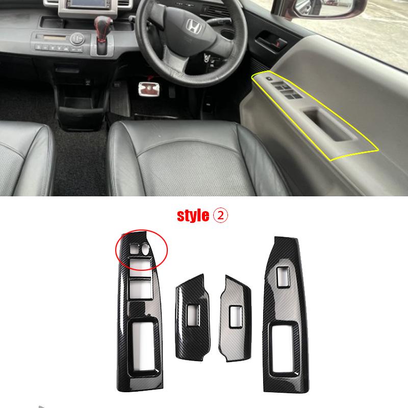 For Honda Freed GB3 2008-2015 Carbon Fiber Center Console Cover Interior Gear Power Window Switch Mirror Trim Modified Parts