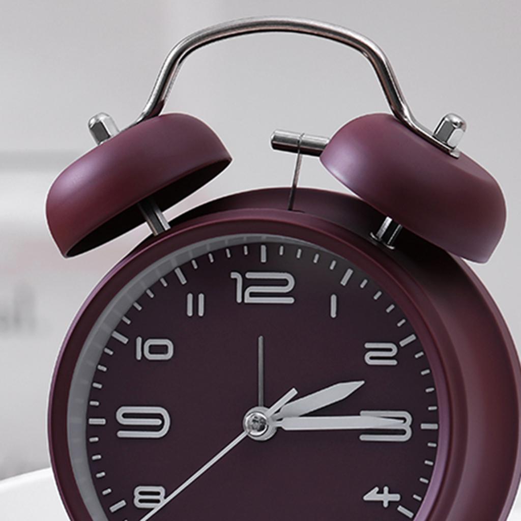 Vintage Style Wind Up Clock with Metal Bells Silent Movement Analog Alarm Clock for Kids Bedside Table