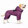 Waterproof dog raincoat with removable hood Outdoor full-body dog jacket Windproof and snow-proof all-season jacket