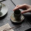 Handmade Ceramic Tea Cup Coaster Flower Shape Saucer Kung Fu Tea Set Rust Glaze Heat Resistant Pad Tea Ceremony Accessory Retro