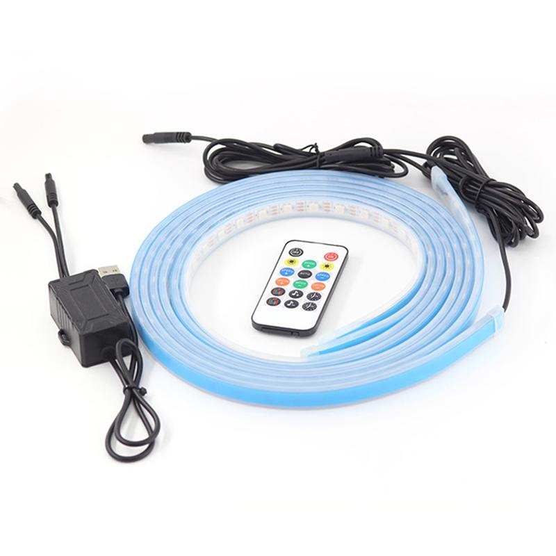 

E15U 1.5m USB Cable Modified Ambient Light Car Door Outside LED Strip Lights Colorful Voice/RC Control Breathing Running Light Type A