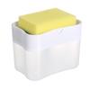 2 in 1 Kitchen Sink Soap Liquid Dispenser Box Easy Press Dishwash Liquid Box with Dishcloths Pot Sponge Brush