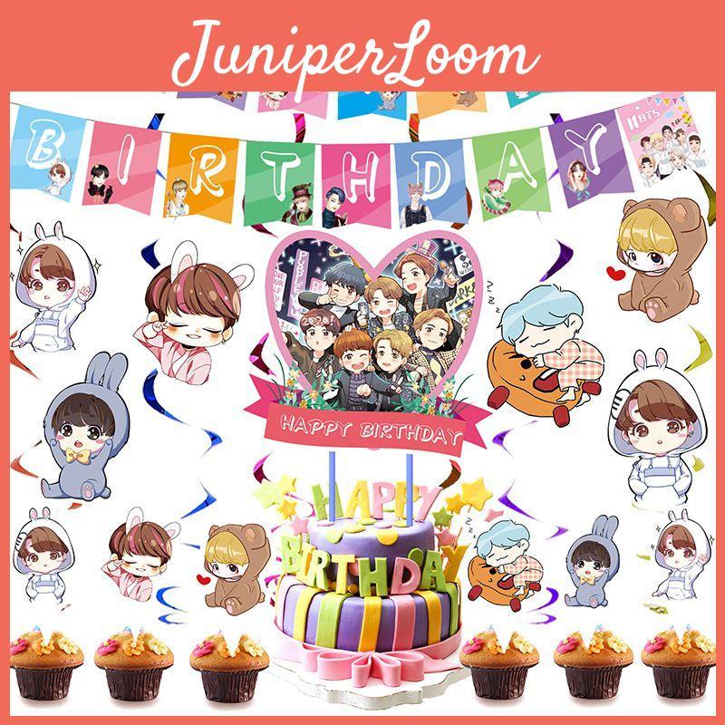 Birthday Theme Bts Party Supplies Decor Birthday Banner Cake Topper Bangtan Boys