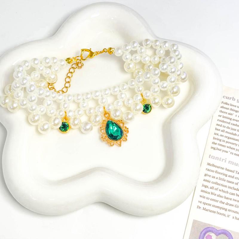 Pet Pearl Necklace Cats Dogs Princess Style Fashion Jewelry Sweet Cute Accessory