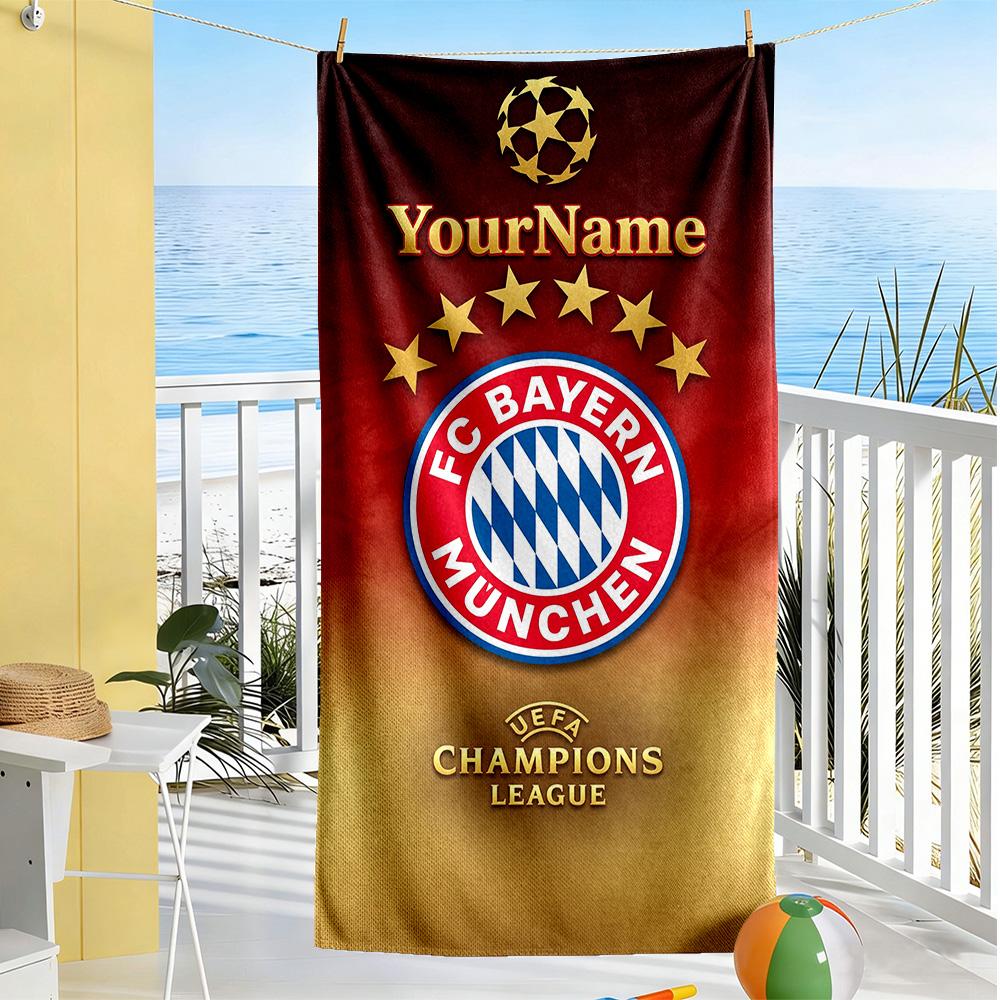 Bayern Munich Personalized Name Beach Towel Super Soft Microfiber Quickdry Fabric Suitable for Sports Travel Swimming Yoga Bathroom Beach And Pool