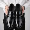 Luxury Leather Men Shoes for Wedding Formal Oxfords Business Casual Office Work Shoes for Men Big Size Men's Pointy Dress Shoes