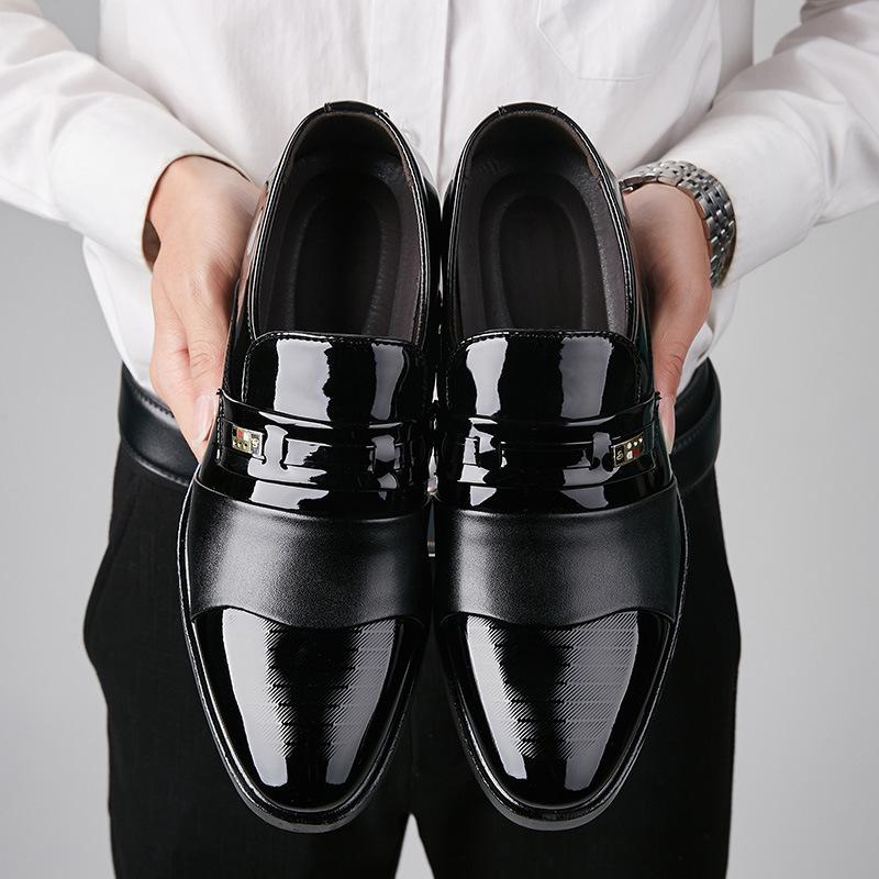 Luxury Leather Men Shoes for Wedding Formal Oxfords Business Casual Office Work Shoes for Men Big Size Men's Pointy Dress Shoes