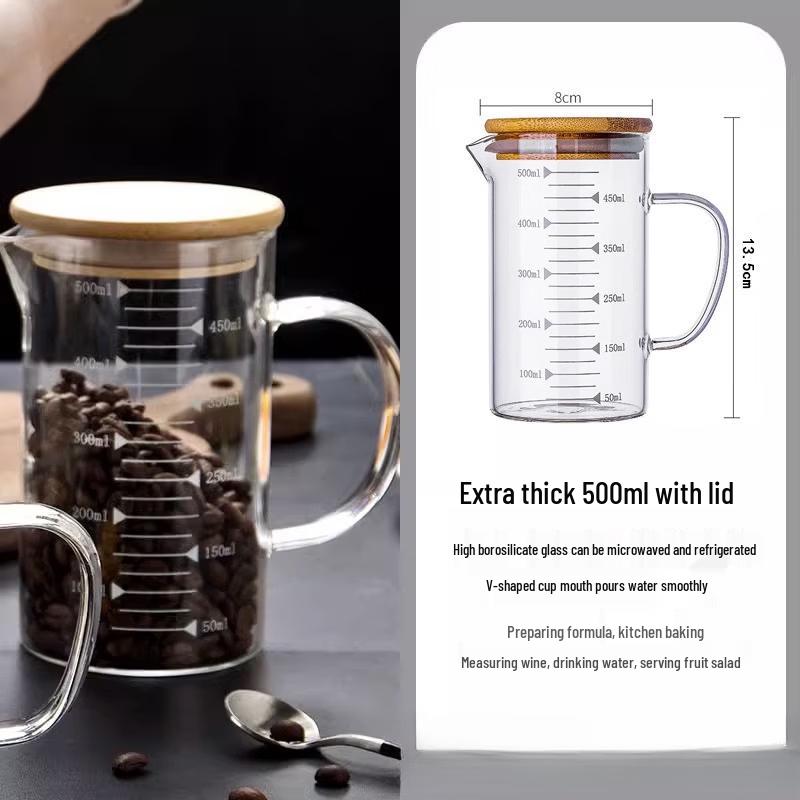 Yicang High Borosilicate Glass Measuring Cups with Bamboo Lids