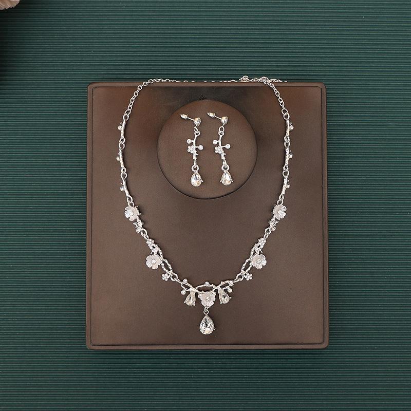 Koreański Zestaw Naszyjnika i Kolczyków Ślubnych - Cyrkonie i Perły Dodatki Ślubne