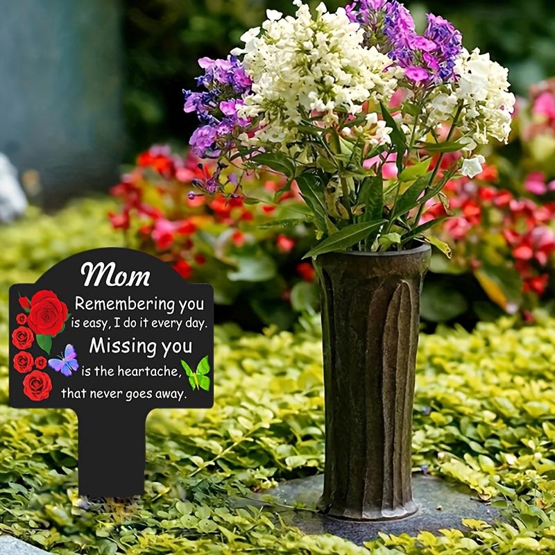1pc Garden Memorial Stake for Mom/Dad/Brother/Mom and Dad/Husband/Wife and Other Relatives, Flower Butterfly Theme for Cemetery