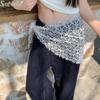 Boho Lace Hollow Out Triangle Hair Scarf Mini Skirt Hip Curtain for Women Beach Pool Wrap Fashion Accessory