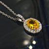 Imitation pigeon egg necklace, oval group inlaid zircon, synthetic yellow diamond, pink diamond pendant, collarbone chain