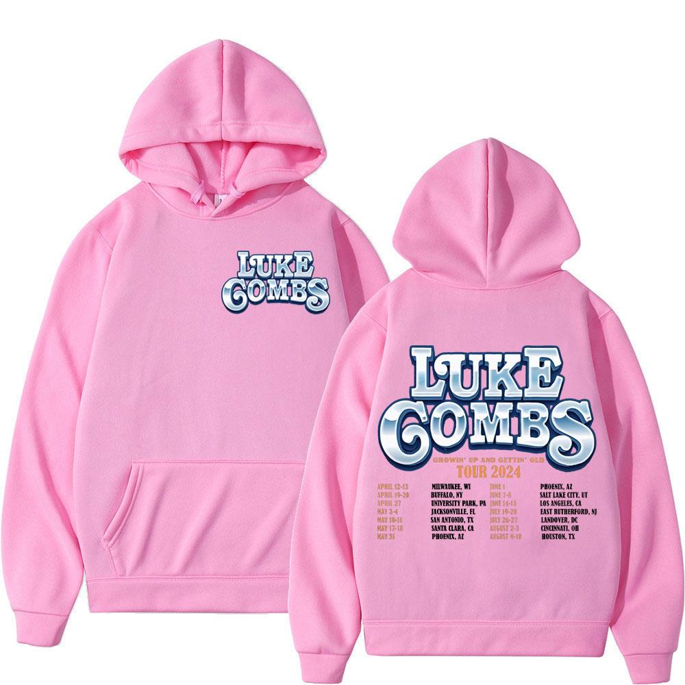 Luke Combs Tour 2025 printed men's and women's fashionable hip-hop retro pullover for autumn and winter casual long sleeved hooded sweatshirt