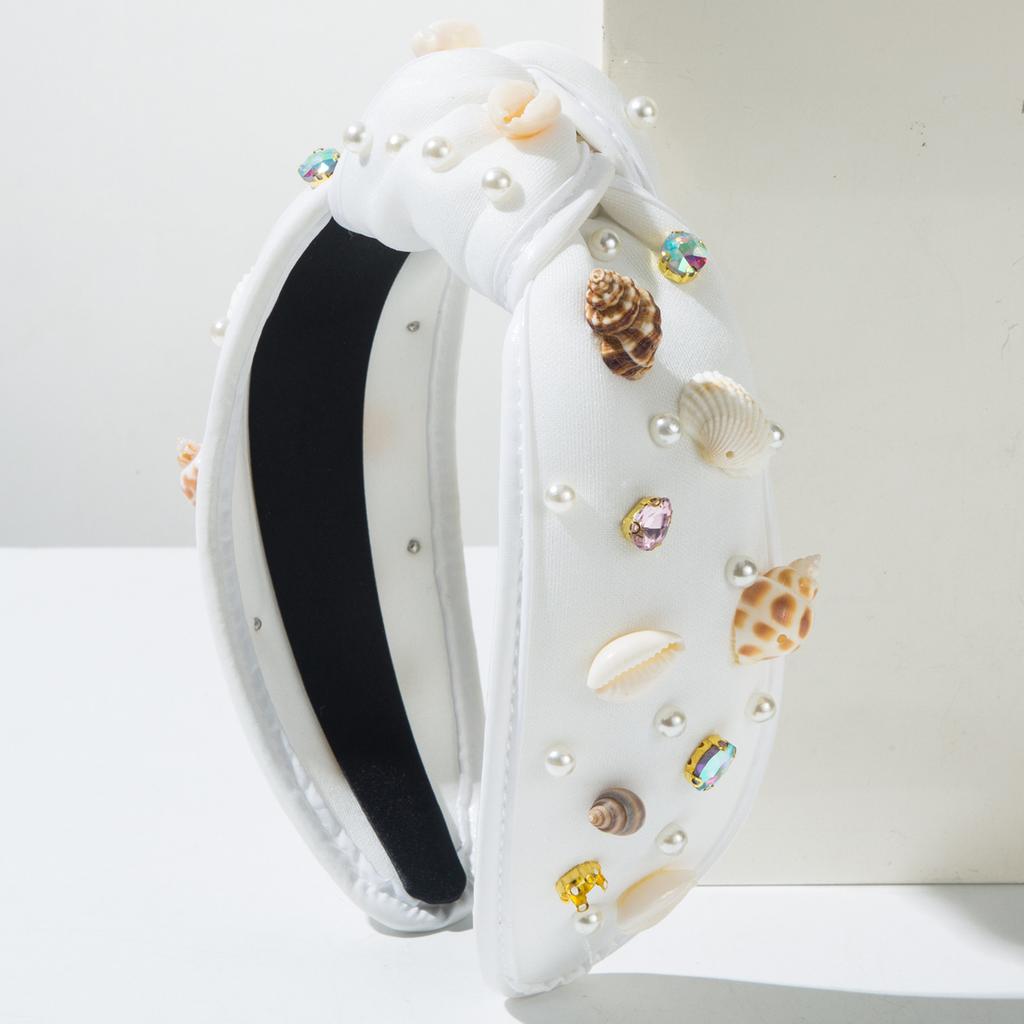 Seaside Vacation Style Diamond Studded Headband with Seashell Conch Sweet Fashionable Seaside Party Hair Accessories