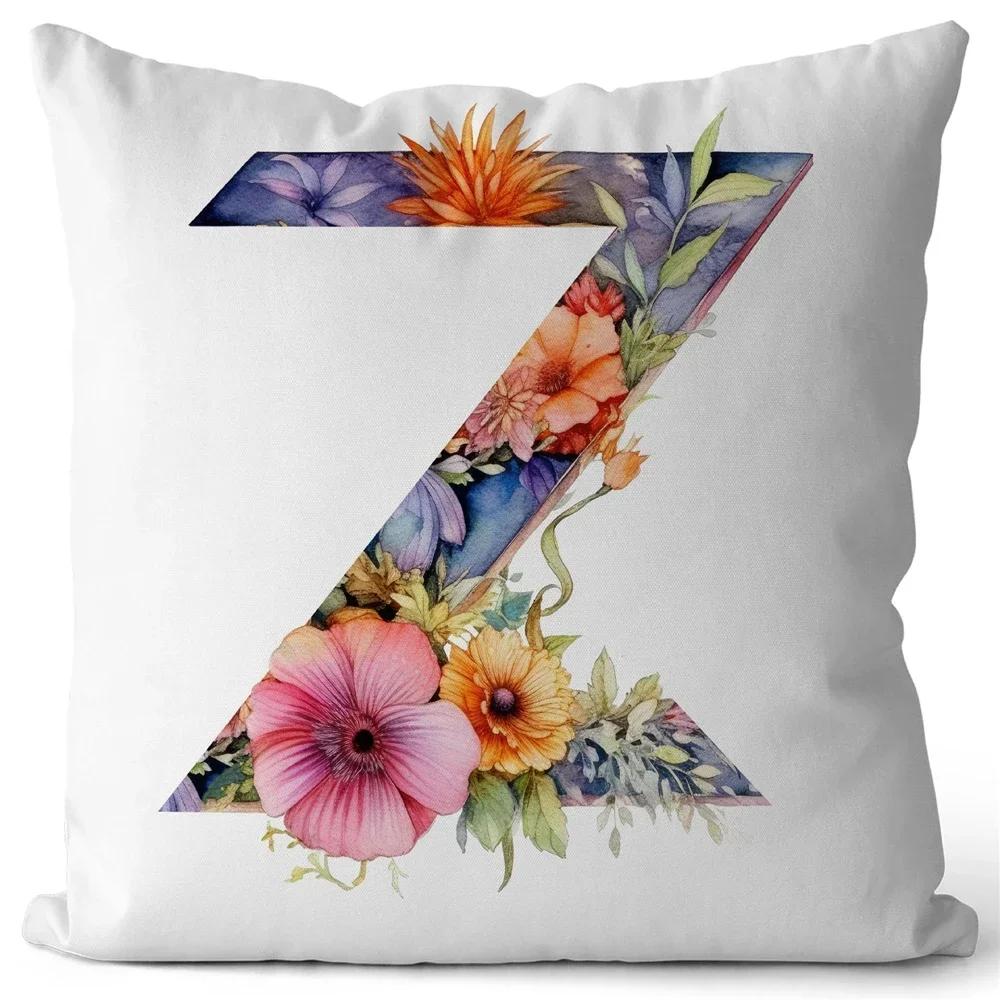 Floral  Letters Pattern Soft Cushion Cover Living Room Sofa Decor Home Chair Car Bedroom Decorative Pillowcase Girls Gift
