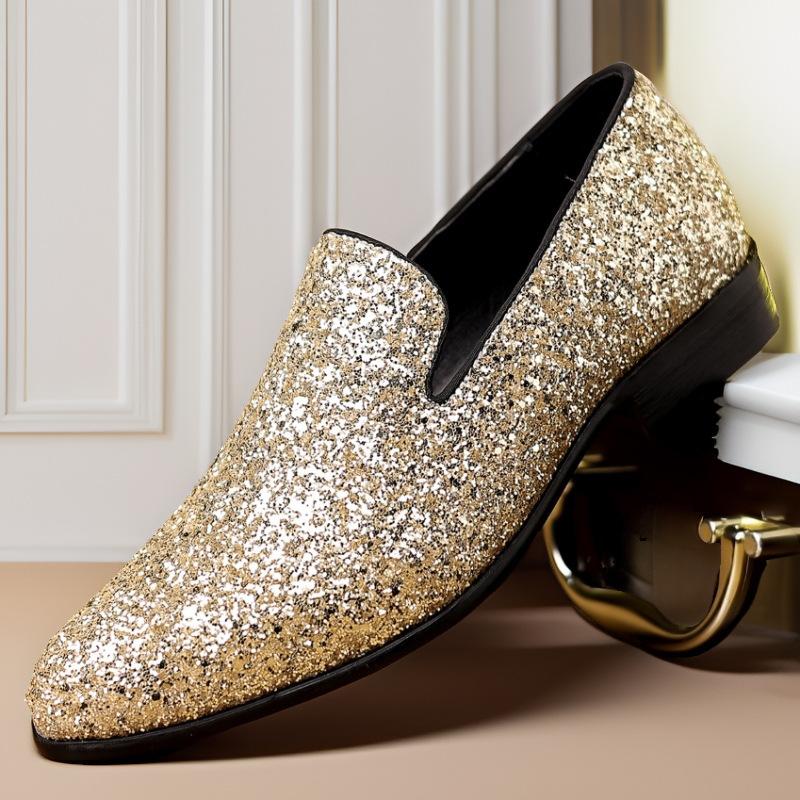

2025 new men s shoes large size British men s casual Korean version of versatile personality Doudou sequined loafers 48