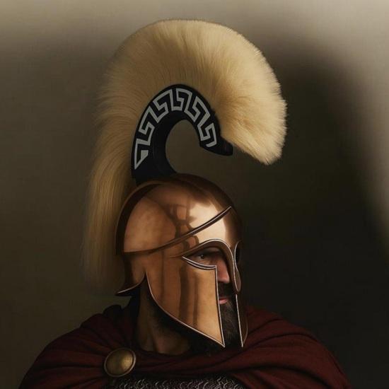 Handmade Bronze Greek Helmet  18 Gauge Steel Spartan Armor Replica, Medieval Cosplay & Display Gift