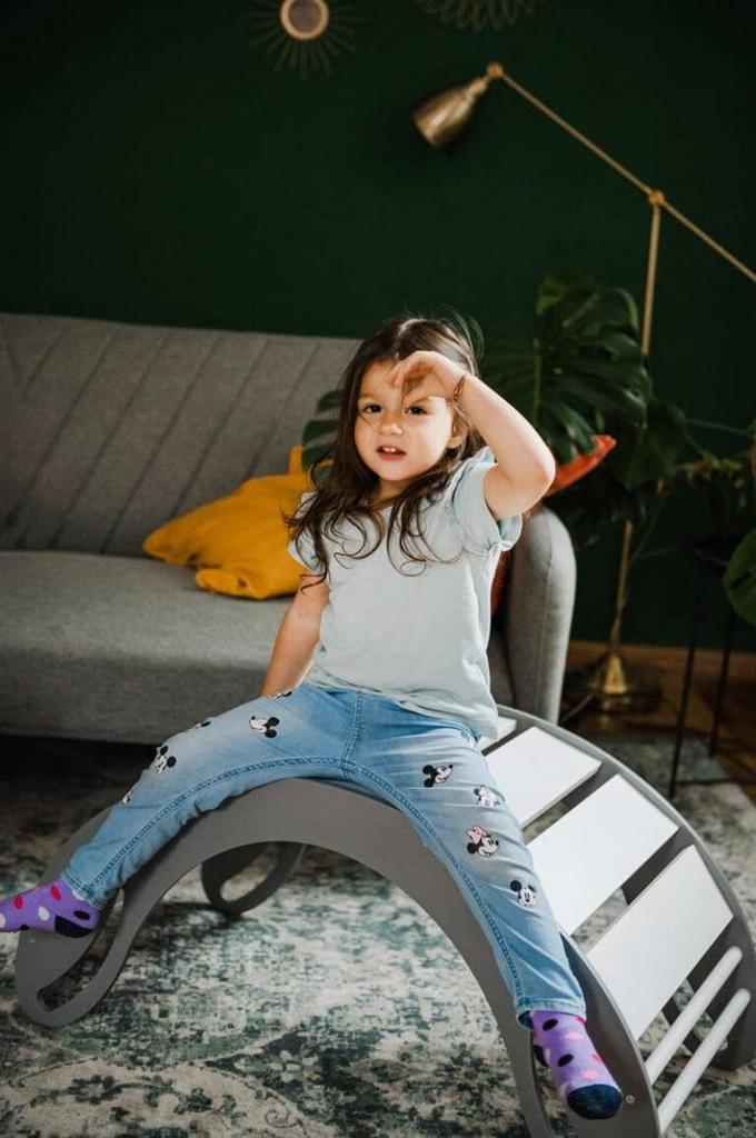 Balansoar din lemn Smile alb și gri