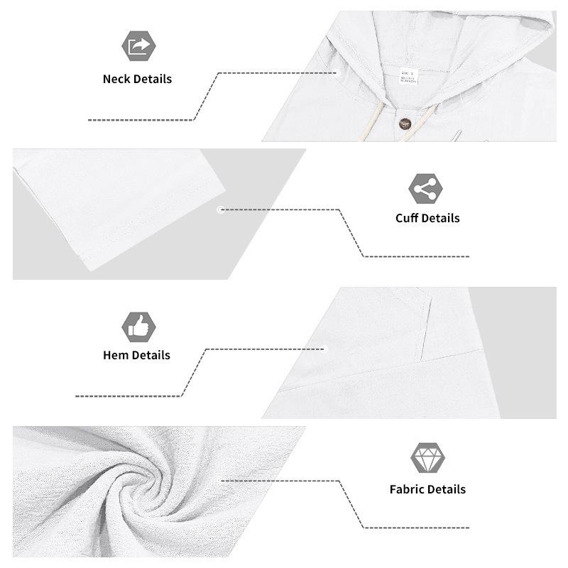 Men's Hooded Linen Shirt and Pants Set - European Casual Style
