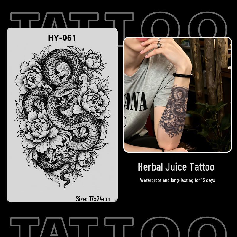 Japanese Traditional Tattoo Waterproof Sticker: Men's Long-lasting Floral Arm Pattern.