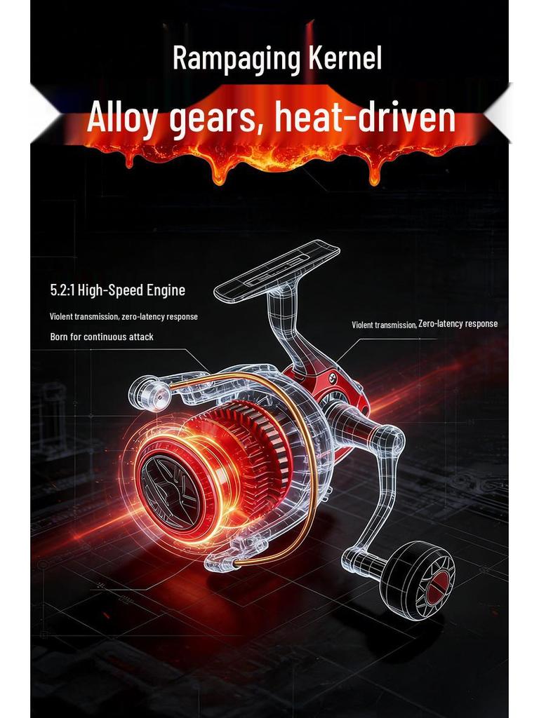 All-Metal Fire Lizard Deep Sea Saltwater Resistant Spinning Fishing Reel