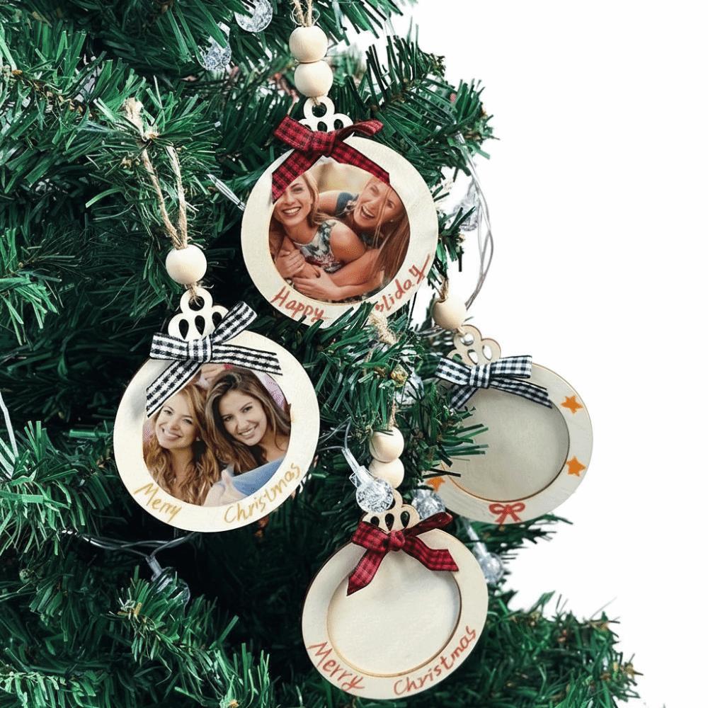 6Pcs DIY Christmas Tree Decorations Wooden Xmas Hanging Pendant Christmas Picture Frame Ornaments