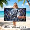 Wolf Theme Beach Towel Personalized Custom Name & Text Soft Quick Dry Beach Towel for Swimming Travel