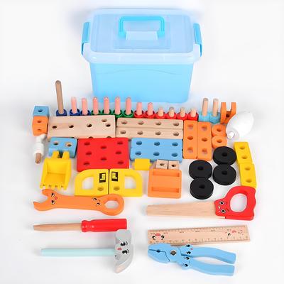 SINGERTOP Montagespielzeug Montessori-Spielzeug Zimmermannsspielzeug Lernspielzeug Auto-Spielzeug Zimmermannskasten Konstruktion Baufahrzeug-Set Ingenieurfahrzeug Holz